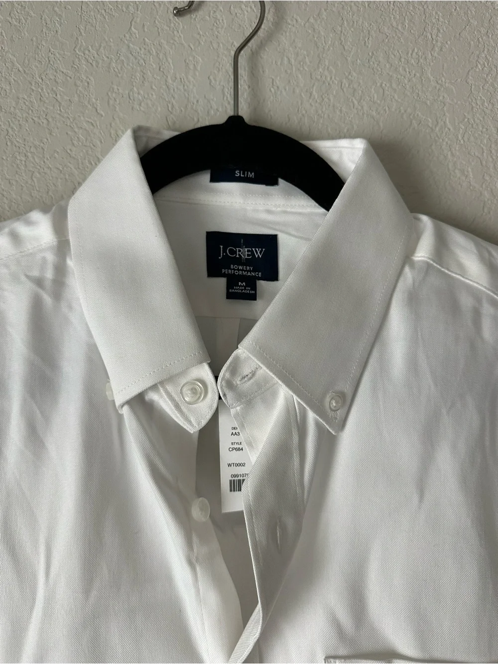 J. Crew Men's White Bowery Performance Button-Down Dress Shirt size Slim M